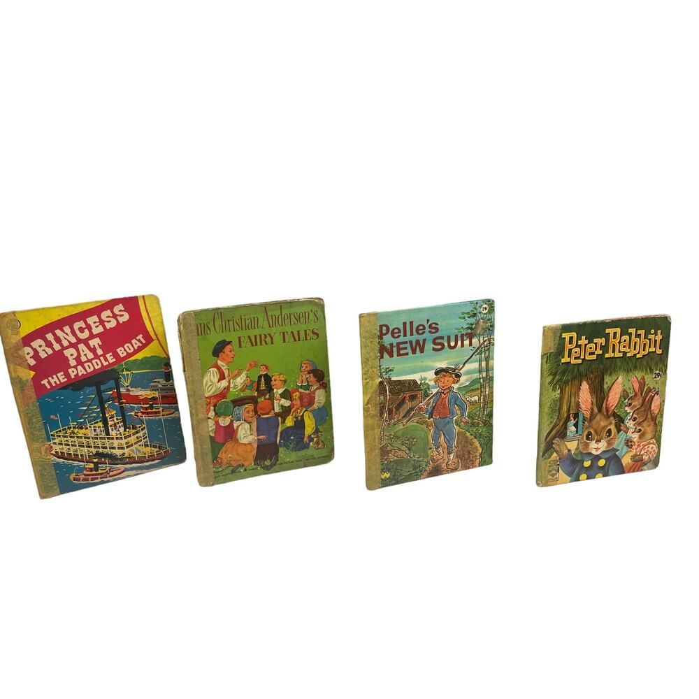 4 Vintage 1940-60 Peter Rabbit Princess Pat Fairy Tale Kids Books Poor Condition